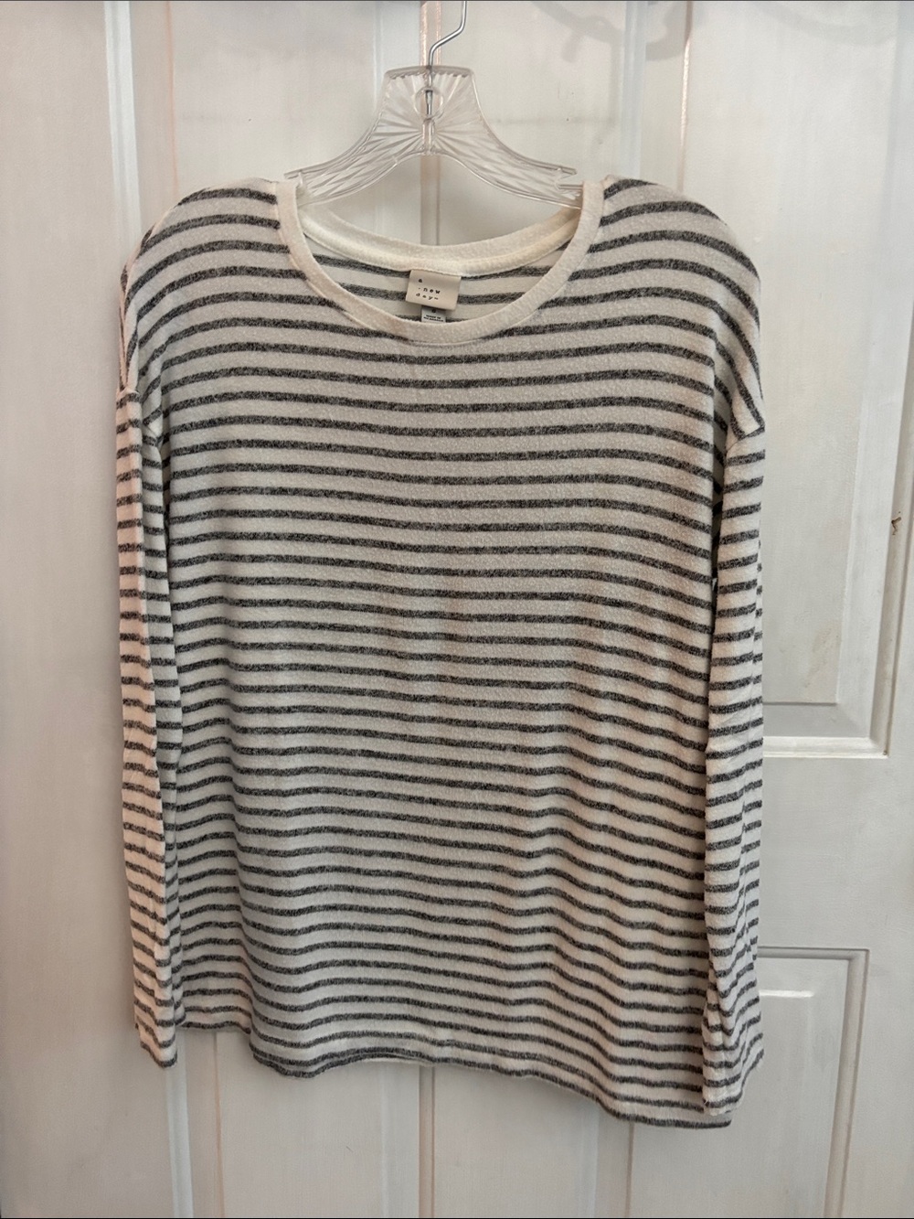 a new day Black and Cream Striped Long Sleeve Tee